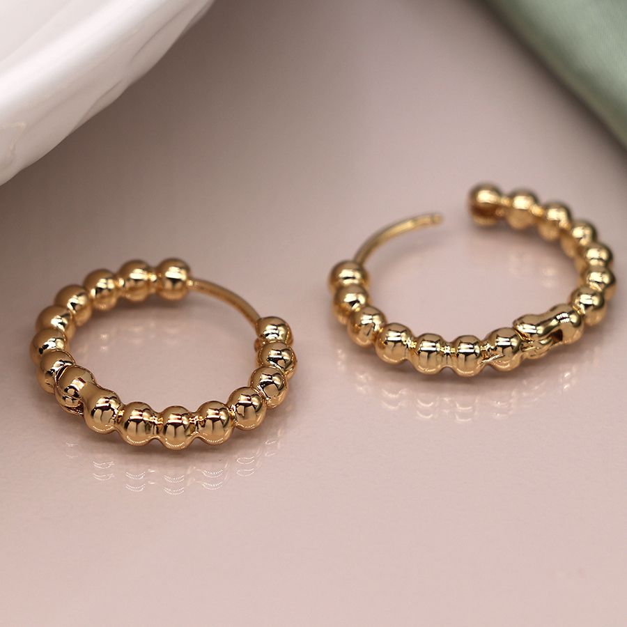 Beaded Hoop Earring Gold