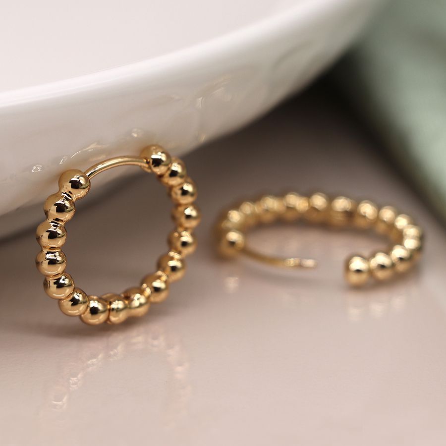 Beaded Hoop Earring Gold