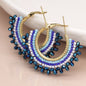 Blue Mix Beaded Fan Hoop Earring