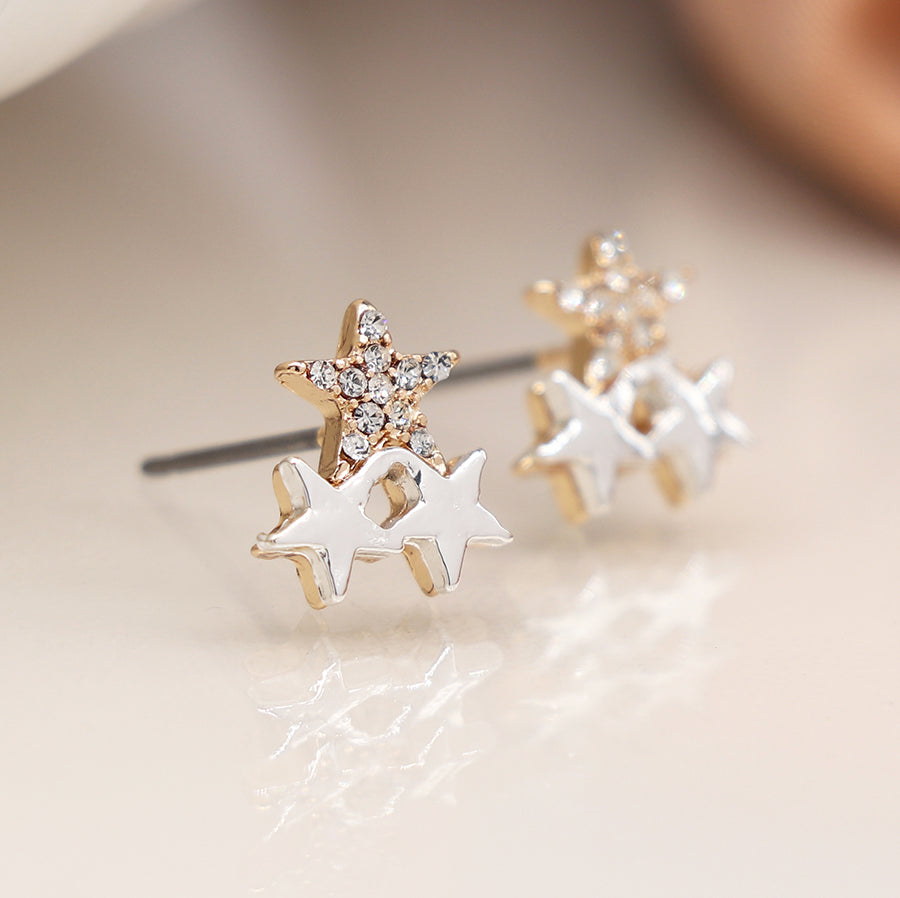 Multi Star Two Tone Earring