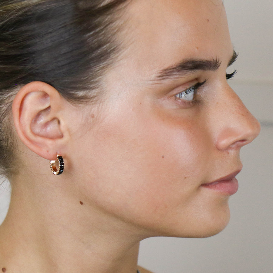 Black Oblong Hoop Earrings