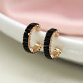Black Oblong Hoop Earrings