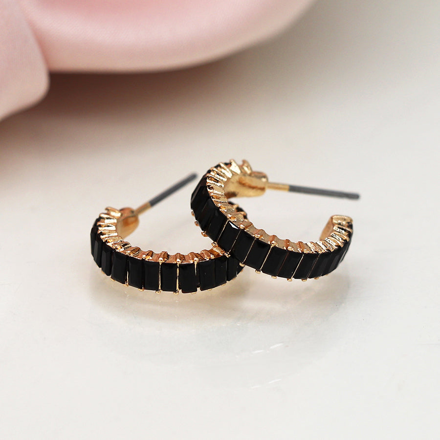 Black Oblong Hoop Earrings