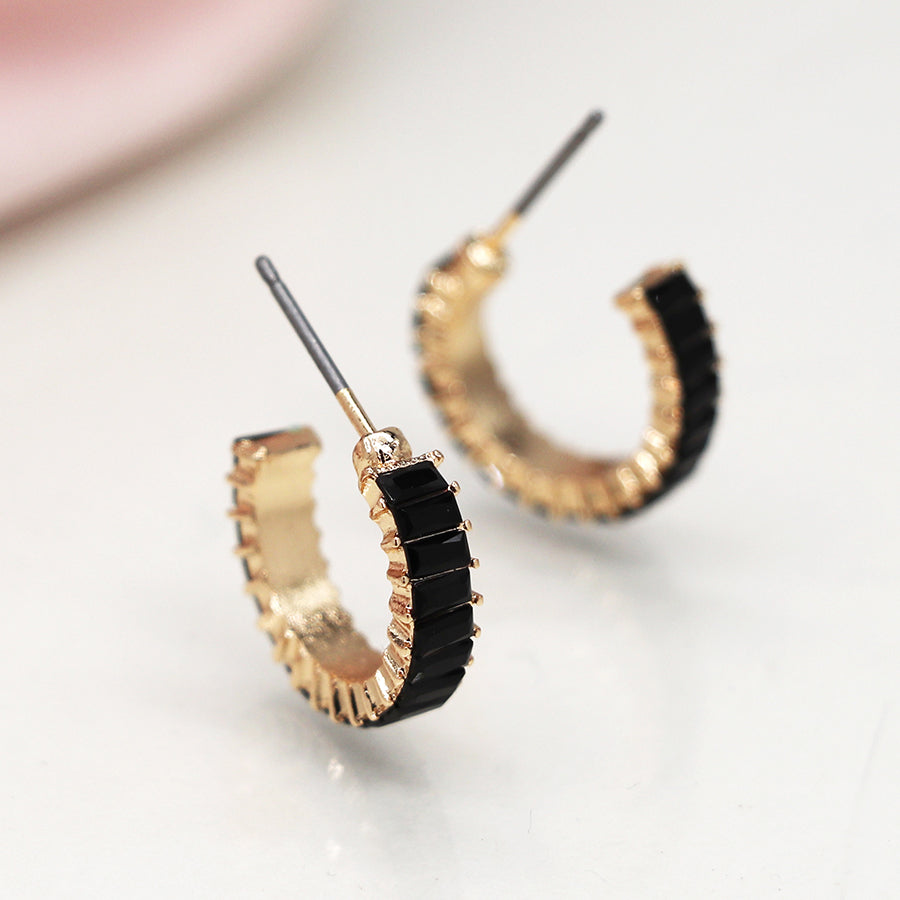 Black Oblong Hoop Earrings
