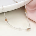 Two Tone Station Chain Star Necklace
