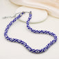 Blue Mix Diamond Pattern Beaded Necklace