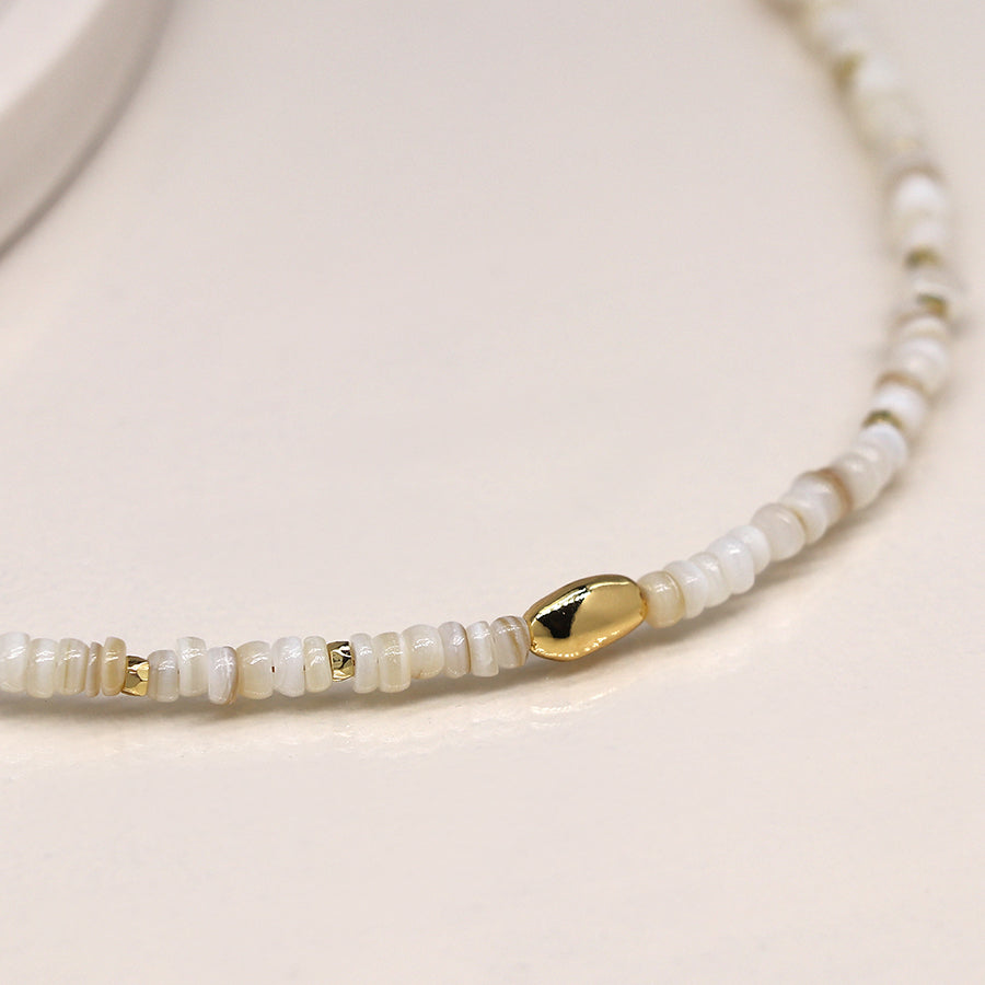Seed Pearl & Gold Beaded Strand Necklace