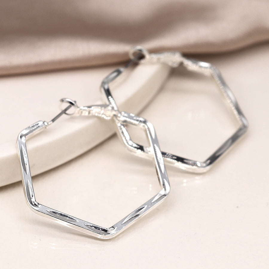 Hexagon Hoop Earrings