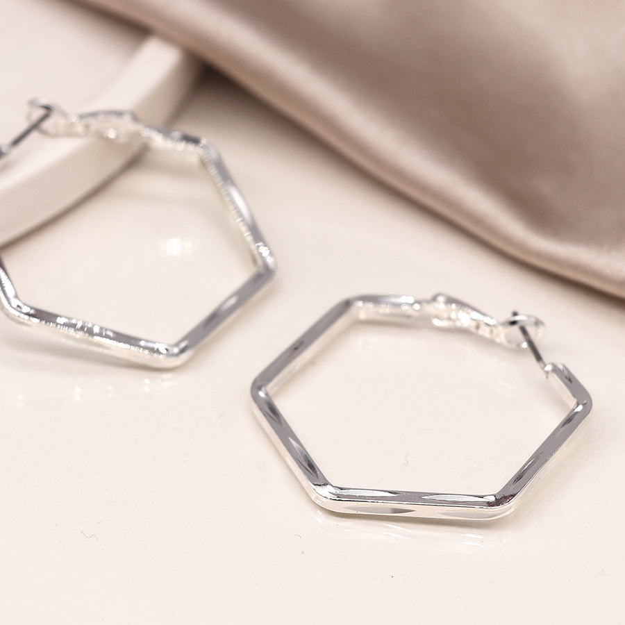 Hexagon Hoop Earrings