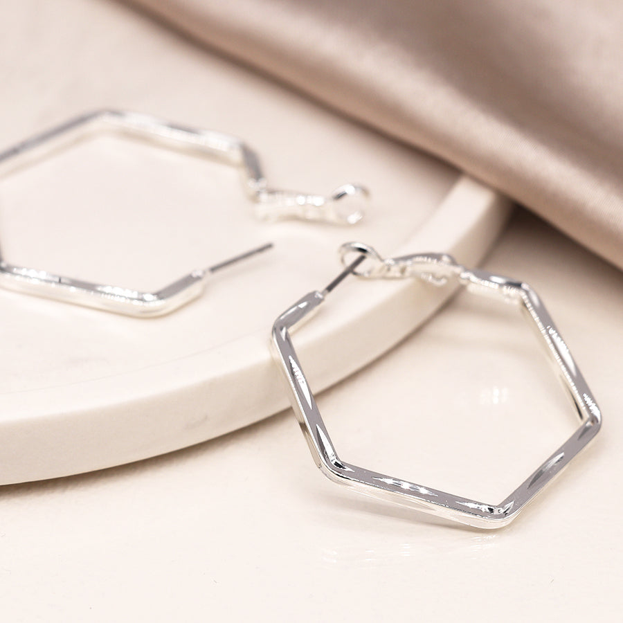 Hexagon Hoop Earrings