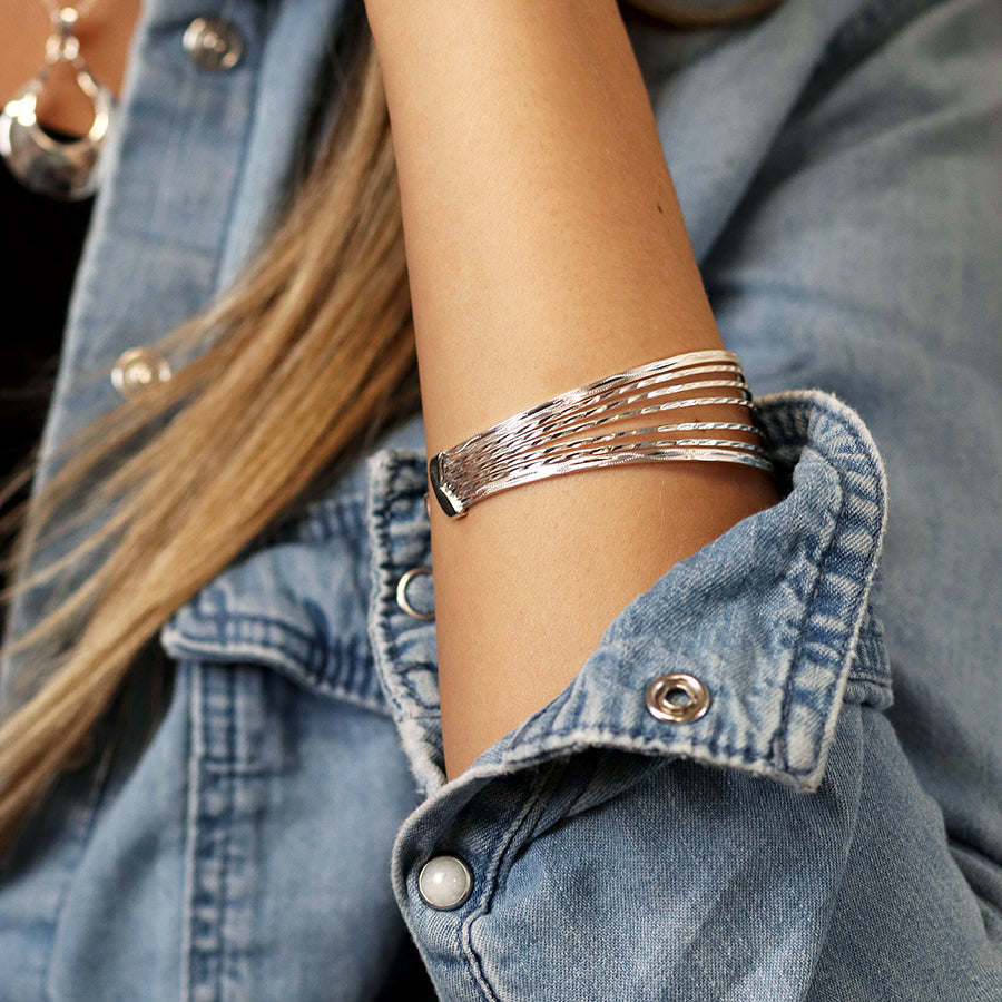 Hammered Multi Strand Bangle