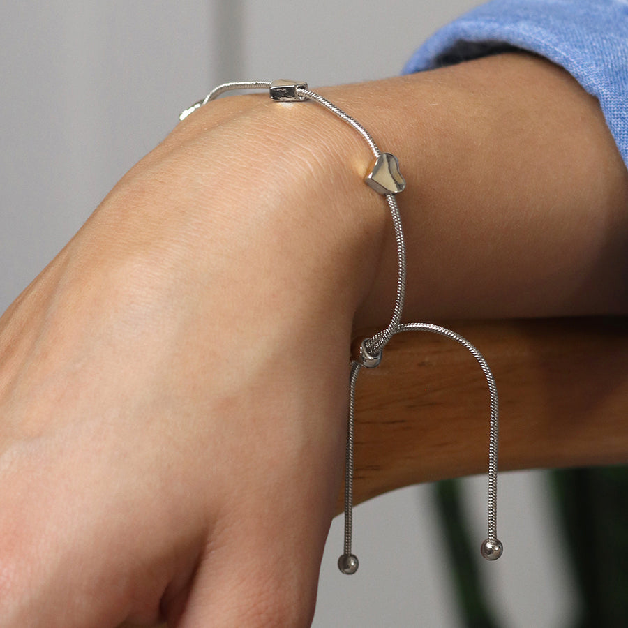 Adjustable Snake Chain Heart Bracelet