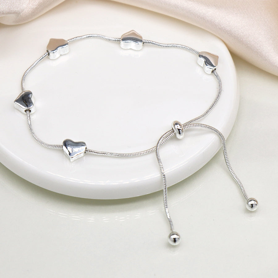 Adjustable Snake Chain Heart Bracelet