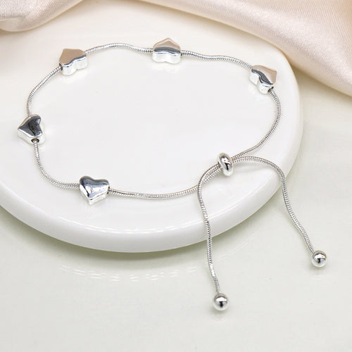 Adjustable Snake Chain Heart Bracelet