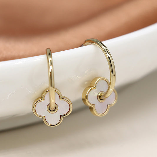 C-Hoop Quatrefoil Earrings