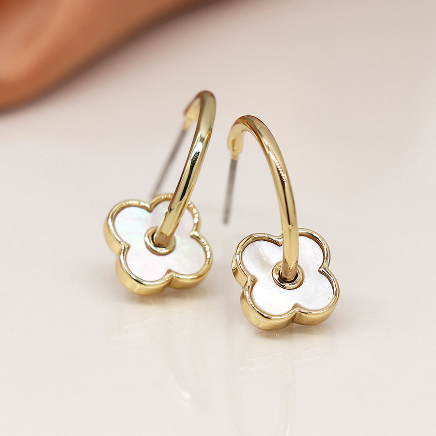 C-Hoop Quatrefoil Earrings