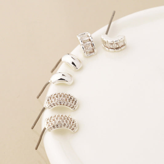 Triple Curve Stud Earring Set