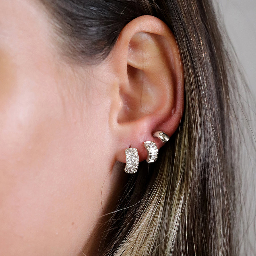 Triple Curve Stud Earring Set