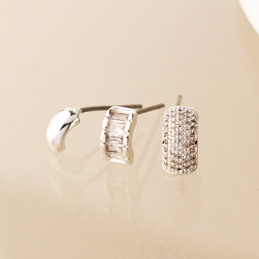 Triple Curve Stud Earring Set