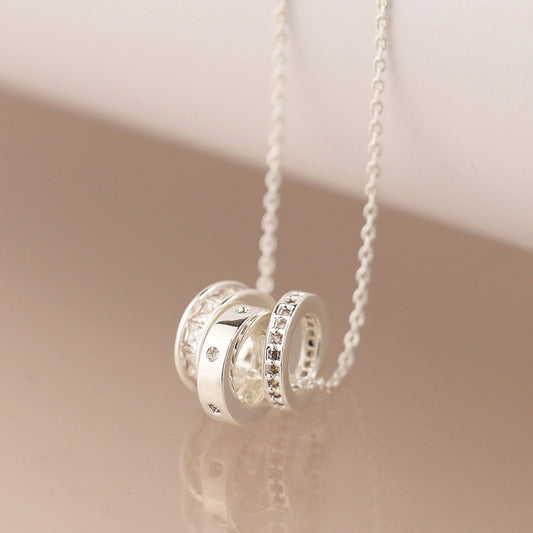 Triple Mini Crystal Rings Necklace