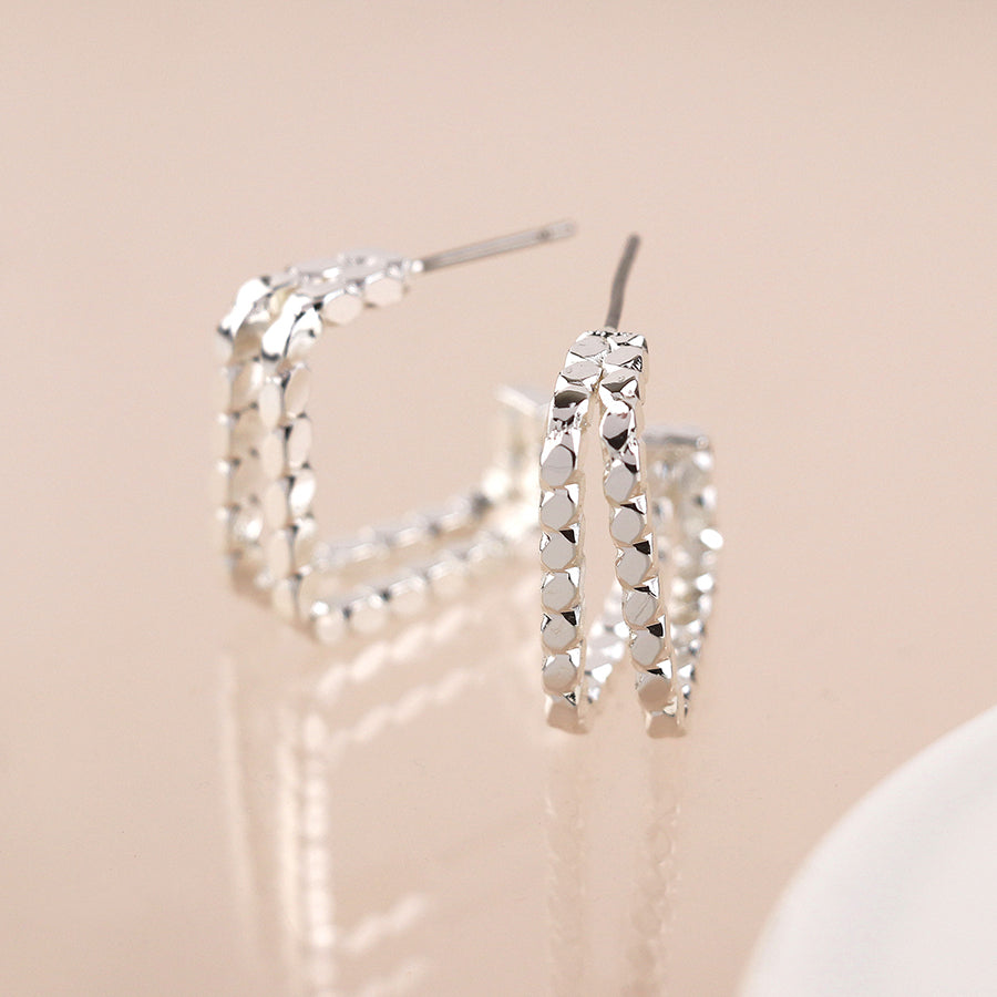 Double Twist Strand Square Earrings
