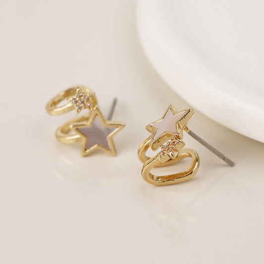 Pearl & Crystal Star Earrings