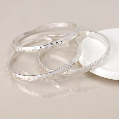 Hammered Worn Bangle Set