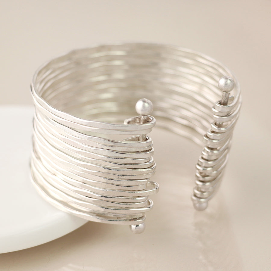 Stacked Multi Strand Hammered Bangle