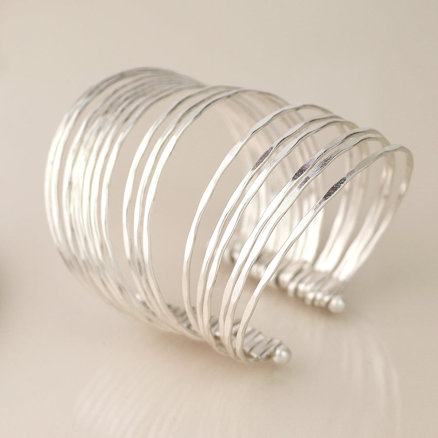 Stacked Multi Strand Hammered Bangle