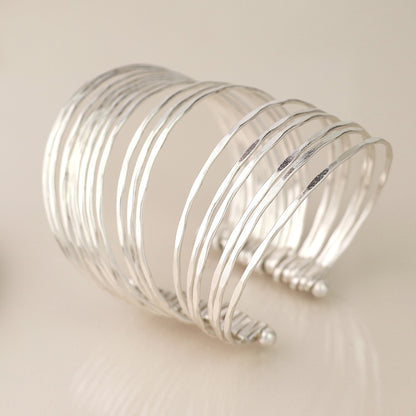 Stacked Multi Strand Hammered Bangle