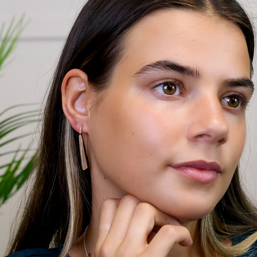 Brushed Tri-Edge Drop Earrings