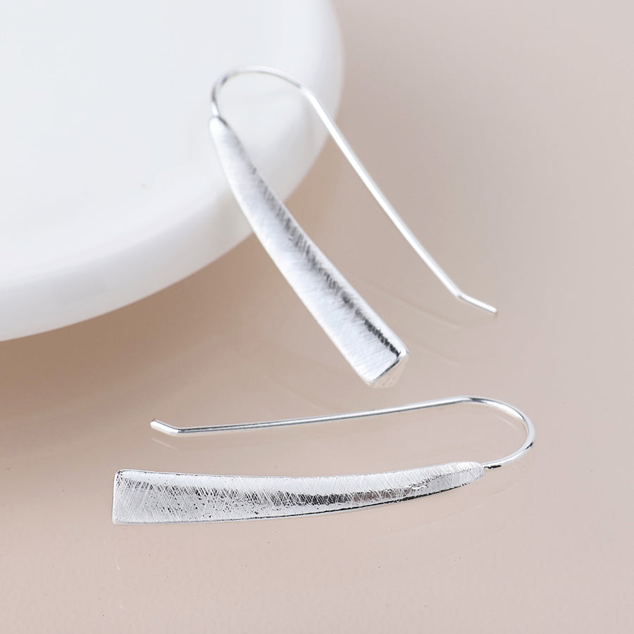 Brushed Tri-Edge Drop Earrings