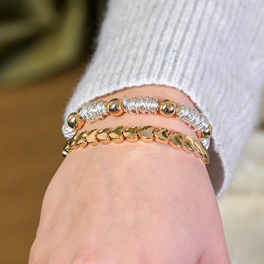 Spun Yarn & Beaded Golden Bracelet