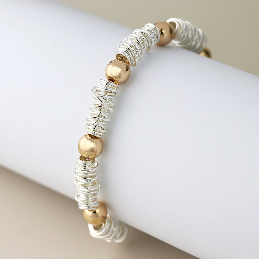 Spun Yarn & Beaded Golden Bracelet