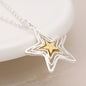 Two Tone Centre Wire Stars Necklace