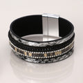 Black & Grey Mix Faux Snake Print Bracelet