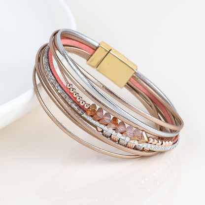 Rose Gold, Silver Pink Mix Magnetic Bracelet