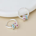Pink & Blue Set Ring Hoop Earrings