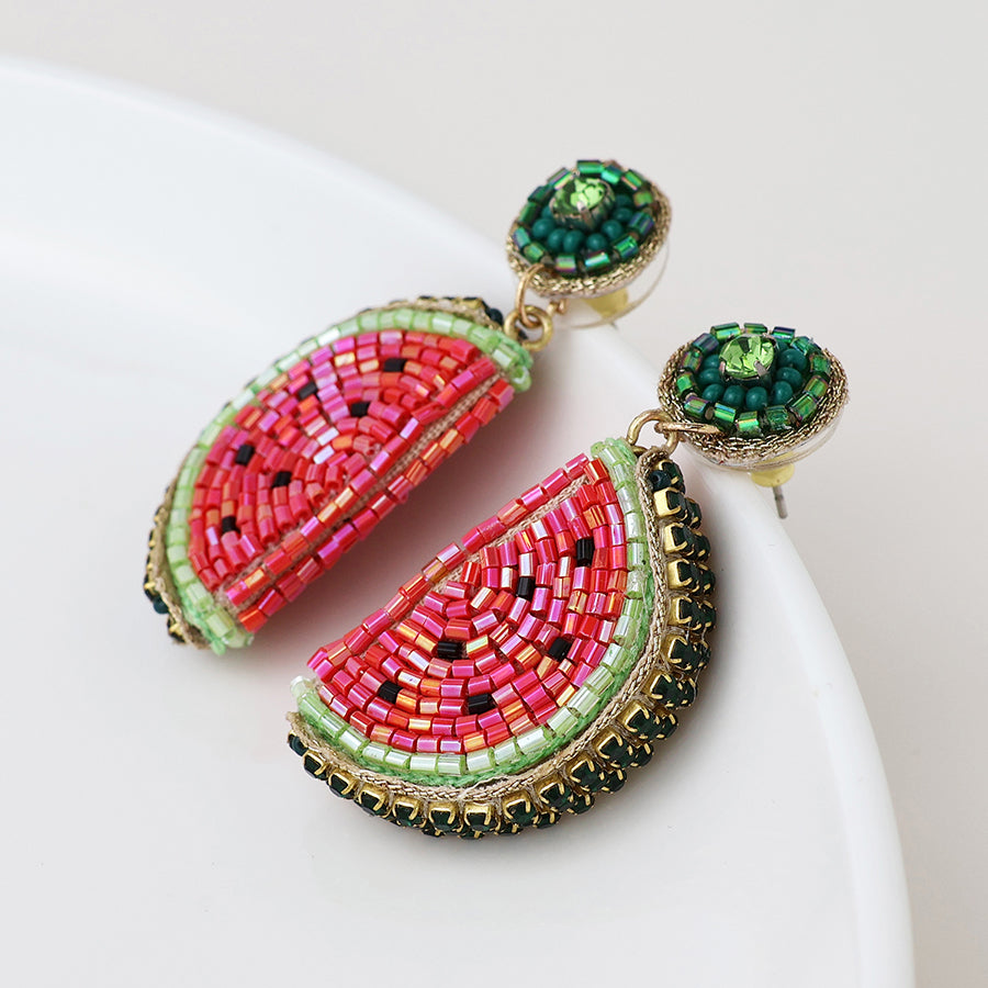 Embellished Watermelon Slice Earrings