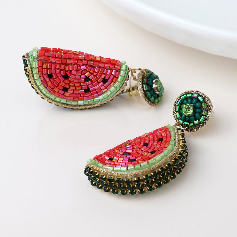 Embellished Watermelon Slice Earrings