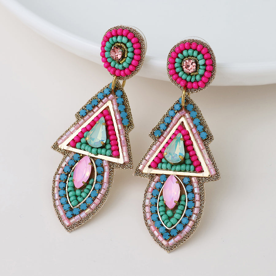Embellished Aqua Mix Aztec Earrings