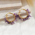Bohemian Natural Stone Hoop Earrings | Purple