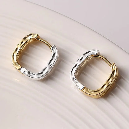 Two Tone Square Small Hoops