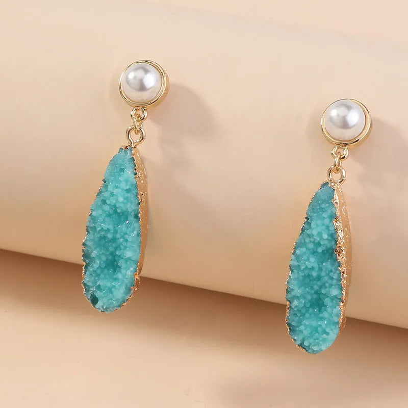 Resin Drop Earrings | Pearl Stud