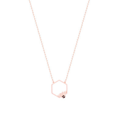 Bee Hexagonal Pendant | Rose Gold