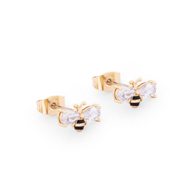 Bee Crystal Ball Stud | Gold