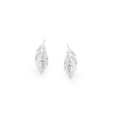 Feather Mini Stud Earrings | Silver