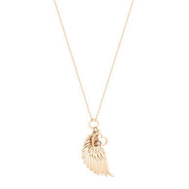 Angel Wing Heart Pendant & Crystal Adjustable Pendant | Rose Gold