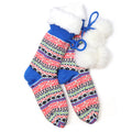 Bright Blue Fair Isle Sherpa Slipper Socks