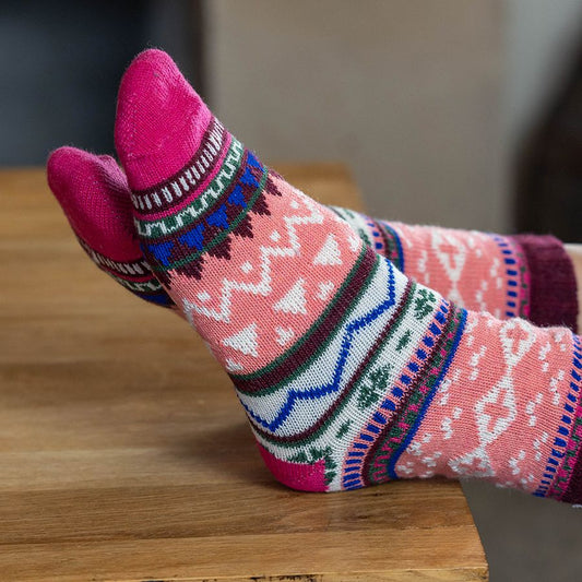 Wool Blend Nordick Socks | Coral Mix